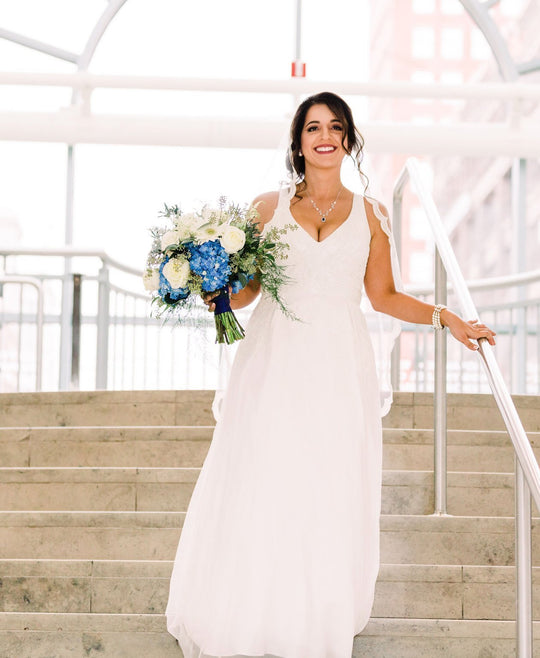 Adrianna Papell Beaded V Neck