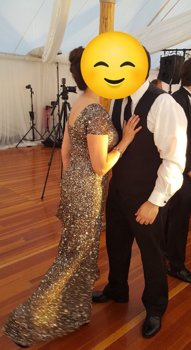Adrianna Papell Scoop Back Sequin Gown – Nearly Newlywed