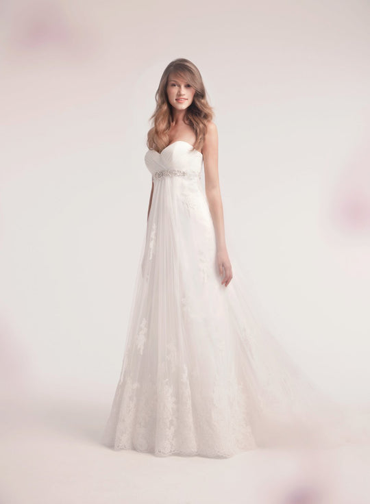 Alita Graham 32174153 Strapless Sheath Empire Waist Lace Wedding Dress