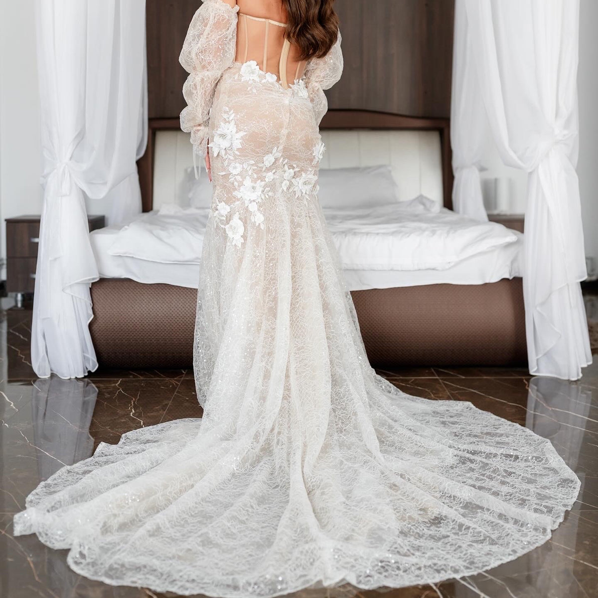 Berta Lace Wedding Dress With Removable Sleeves – Nearly Newlywed