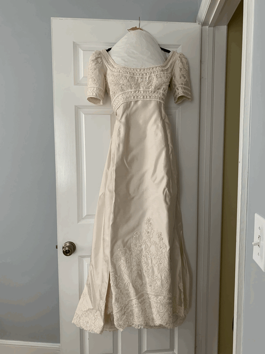Christos Vintage Cap Sleeve Silk Sheath