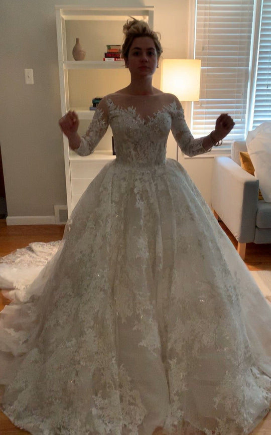 Gemy Maalouf Lace and Tulle Ball Gown