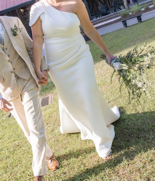 Jovani 06753 White One Shoulder Ruched Dress