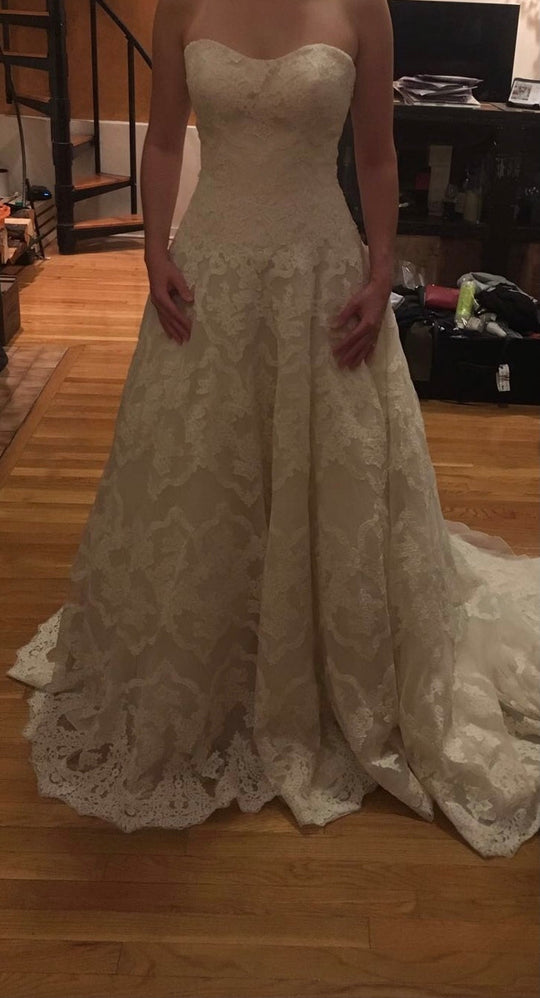 Liv Harris Strapless Lace A-line Wedding Dress