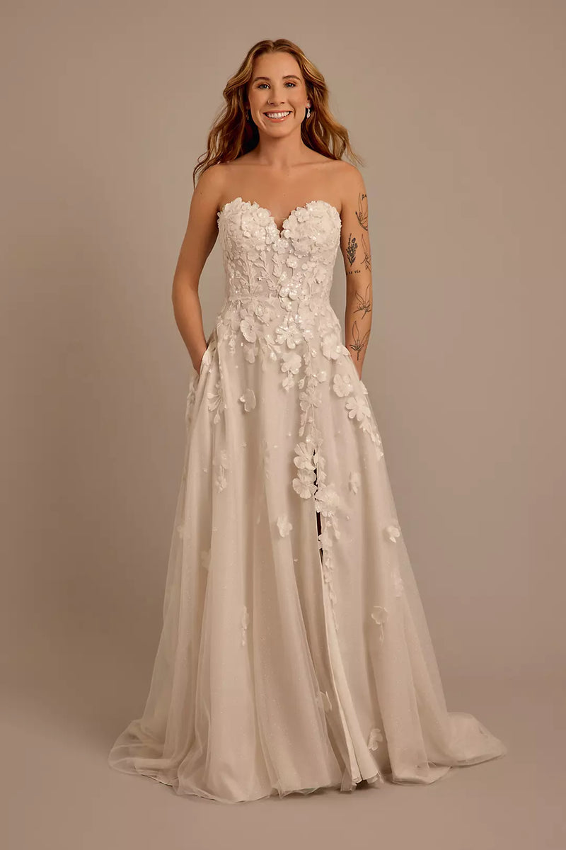 stunning white lace dress Long White Communion Lace Dress with Sleeves 9-10 Years / White main image 1