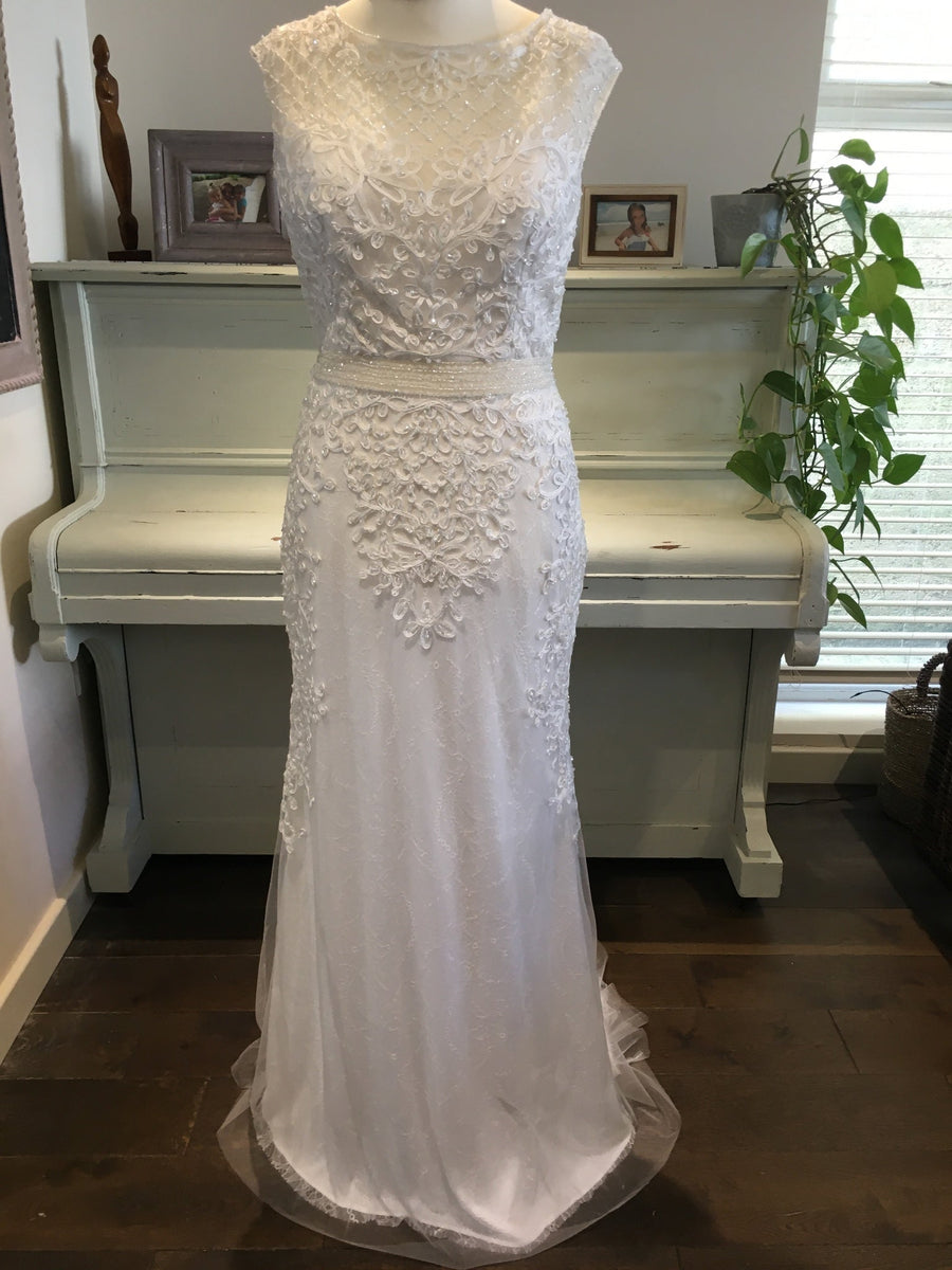 beaded sheath wedding dress