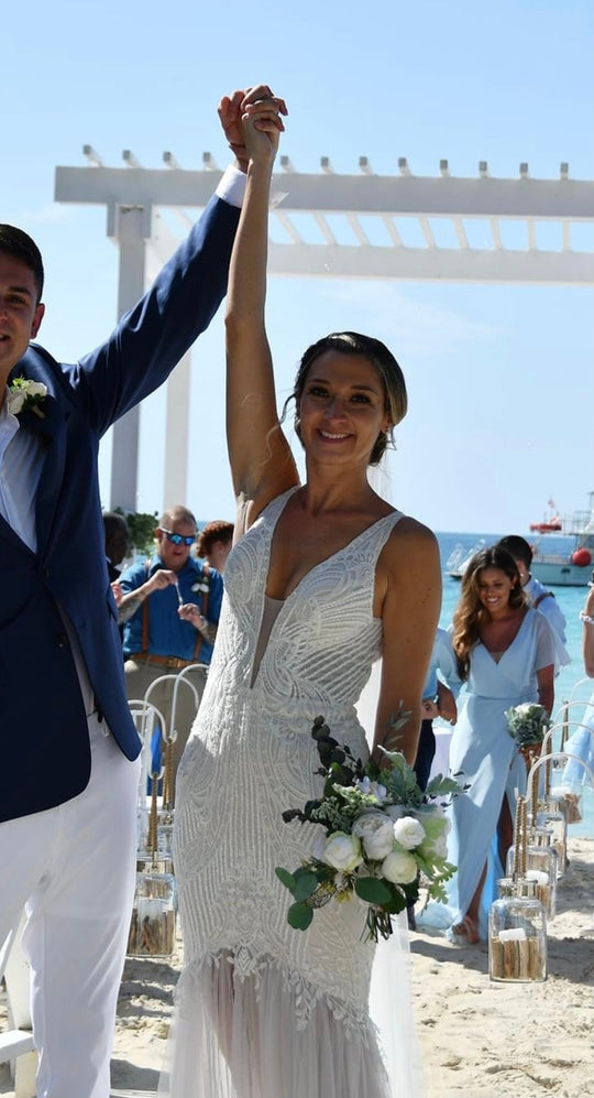 Pallas Couture Lace Beading and Tulle Wedding Dress