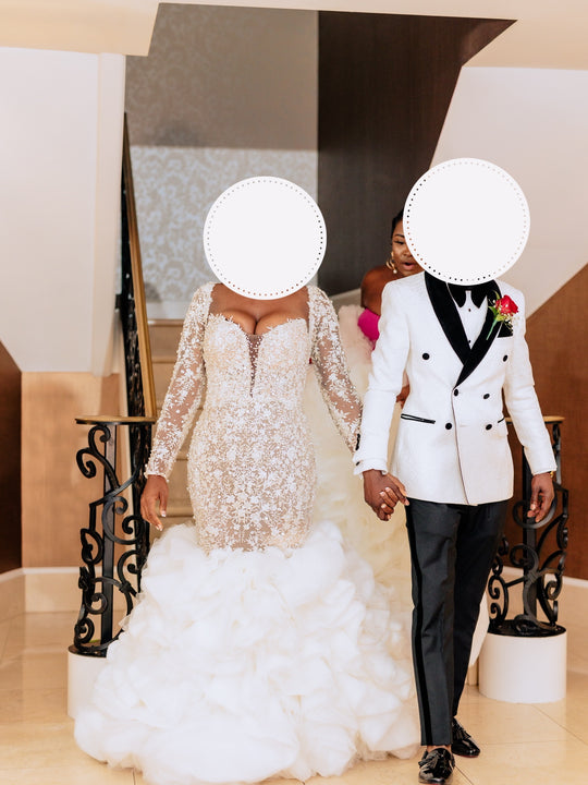 2 Be ValdrinSahiti custom beaded Mermaid Dress with long train