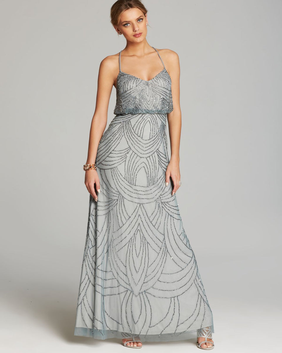 Adrianna Papell Art Deco Beaded Blouson Gown Style 09186670