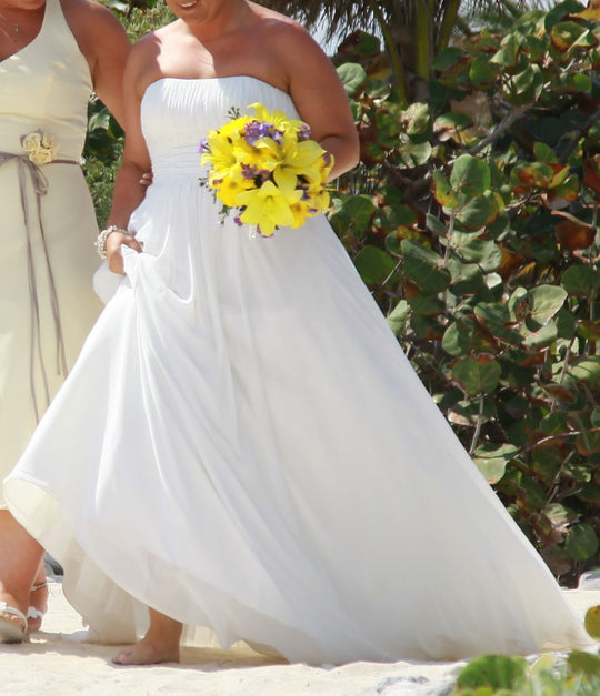 David's Bridal Chiffon A-line with beaded lace on empire style