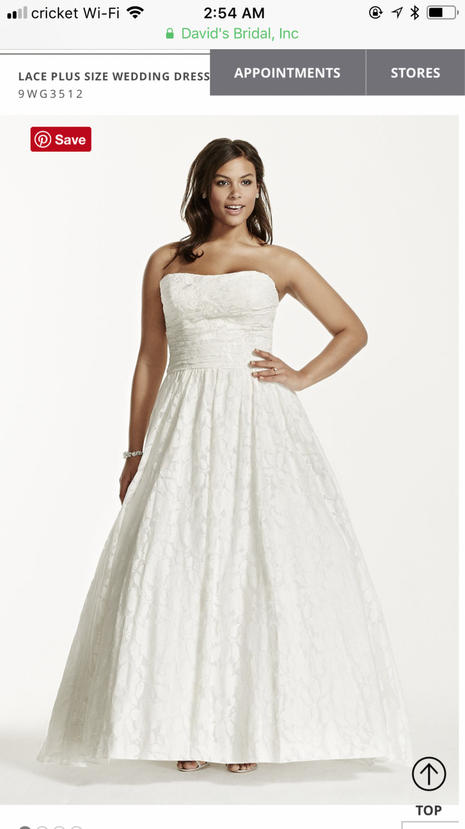 David s Bridal Lace Plus Size Wedding Dress with Pocket Detail