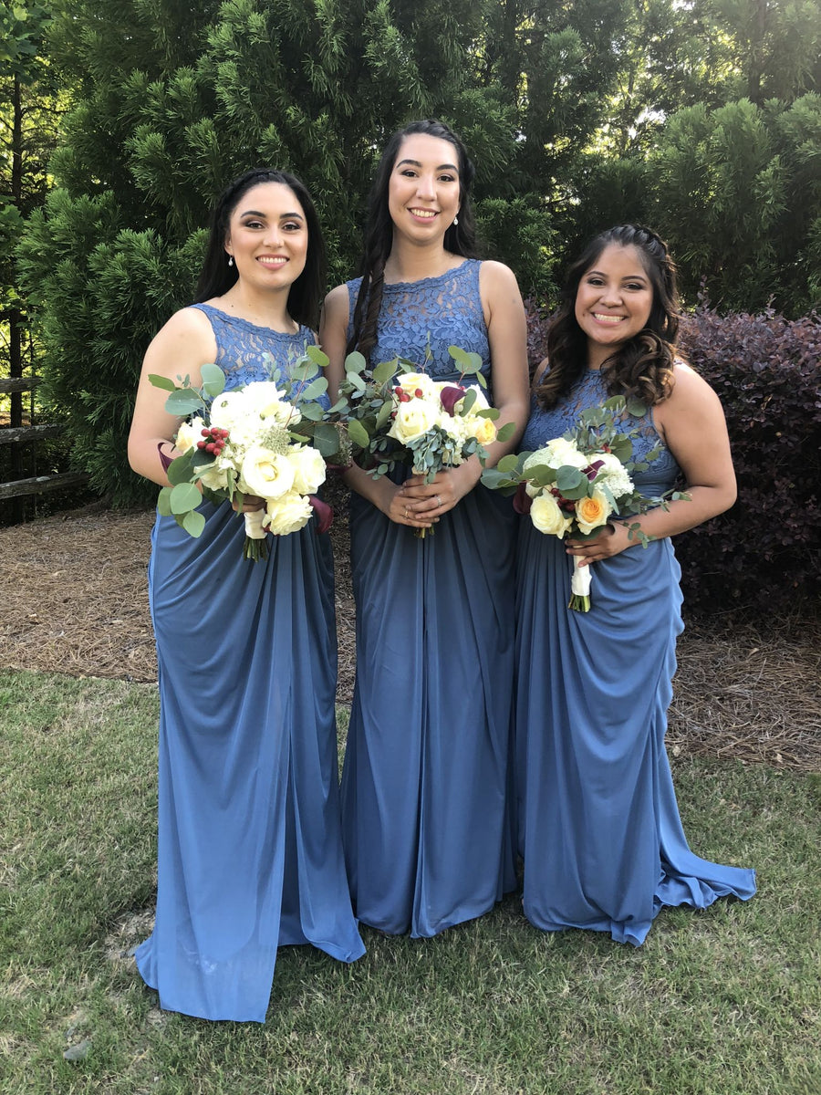 David’s Bridal Steel Blue Bridesmaid Dress outlet