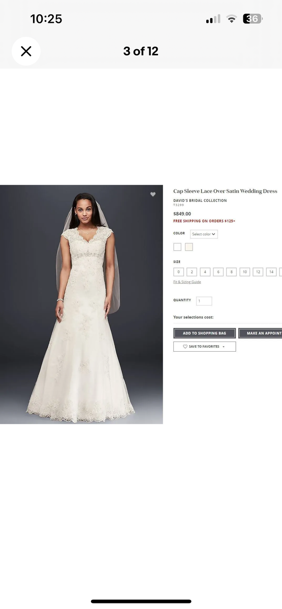 David's bridal shop sizing