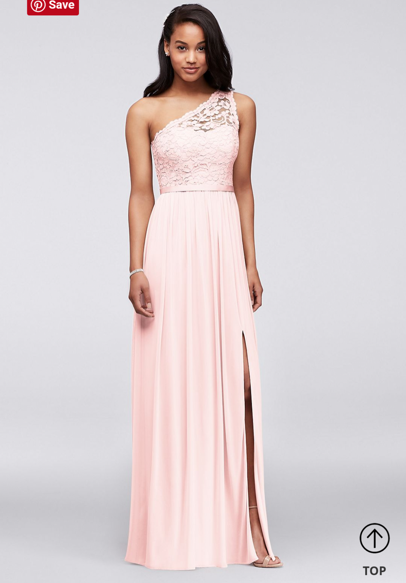 David's bridal long one shoulder lace bridesmaid deals dress