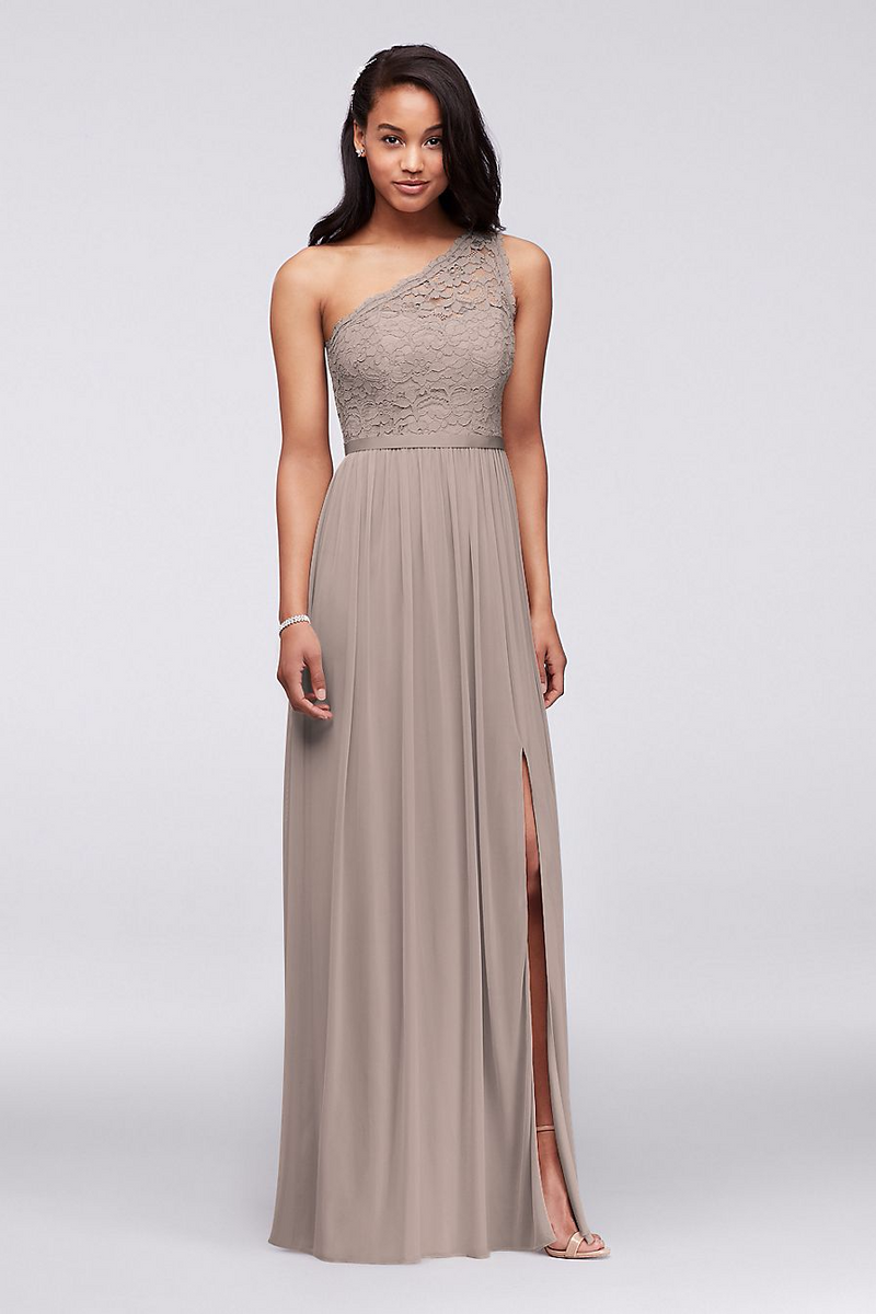 David s Bridal One Shoulder Dress