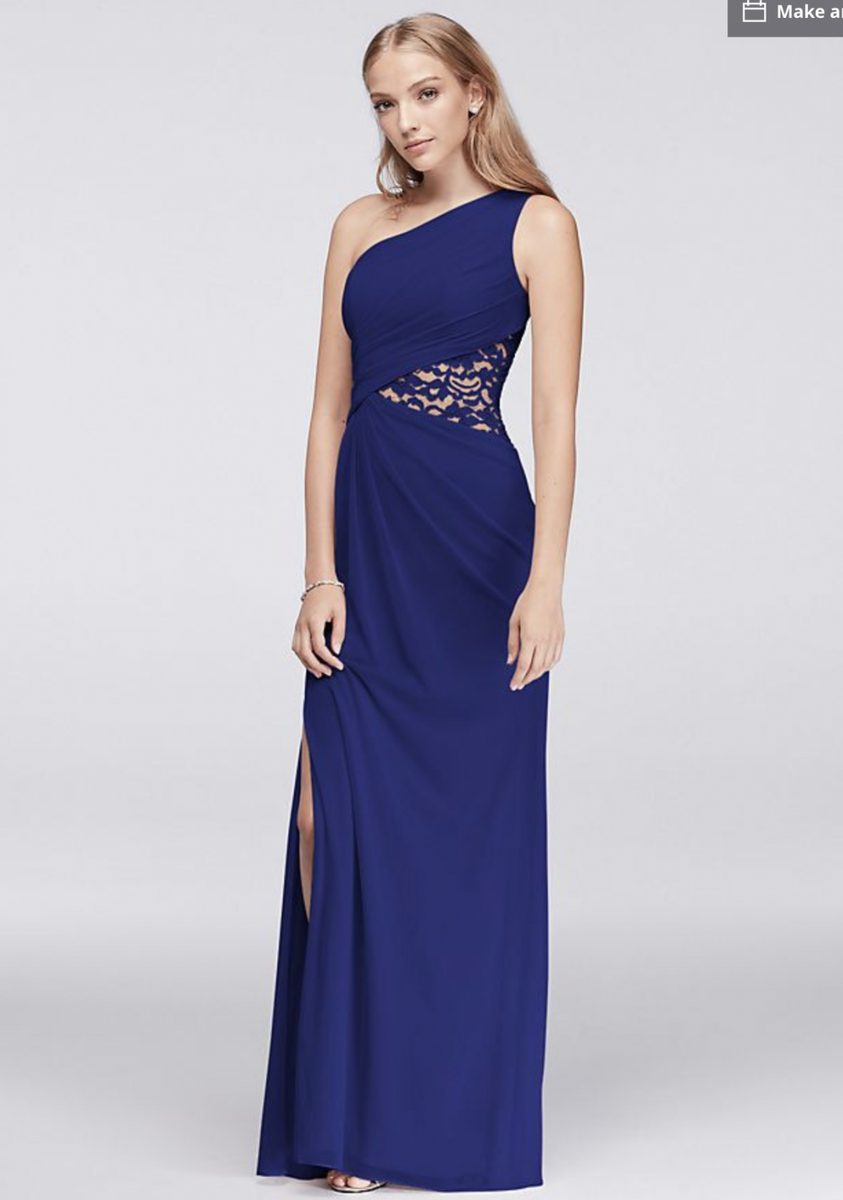 One shoulder mesh dress with lace inset outlet