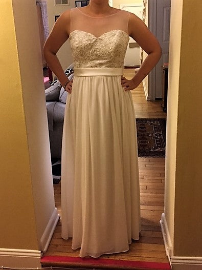 Davids Bridal Illusion Tank Chiffon Wedding Dress W Lace Mk3747