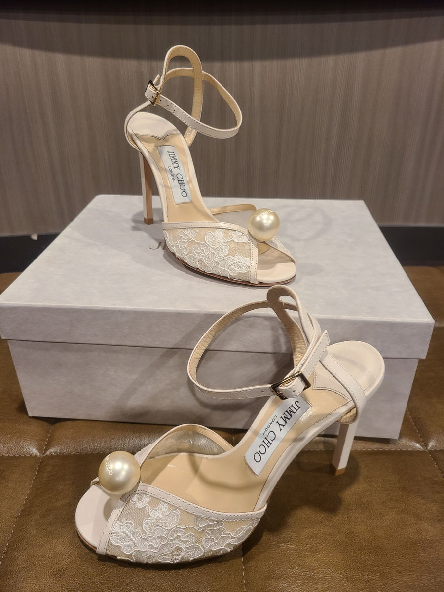 Pearl Jimmy Choo Shoe Laces Aurelie 65| Bridal White Patent