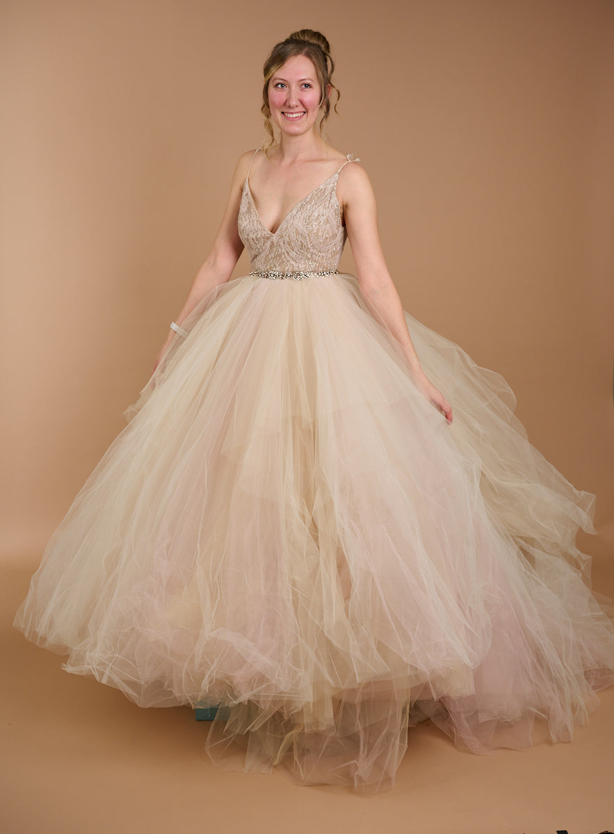 Lazaro glitter 2024 tulle ball gown