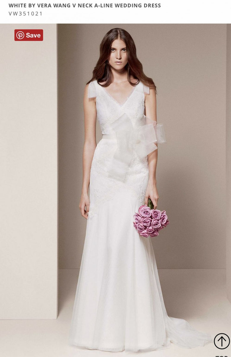 Vera Wang White V NECK A-LINE WEDDING DRESS/VW351021