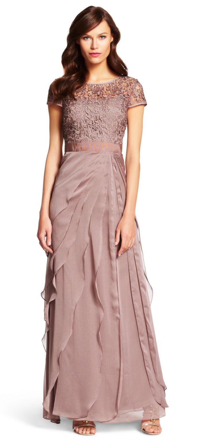 blue dress for baby girl Ever-Pretty High-Slit Chiffon Bridesmaid Dress with Long Sleeves and Waist Pleating main image 0