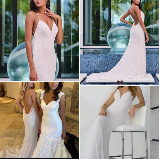 Adrianna Papell Adrianna Papell Platinum Micro Pearl Gown 31310 ( Size 10)