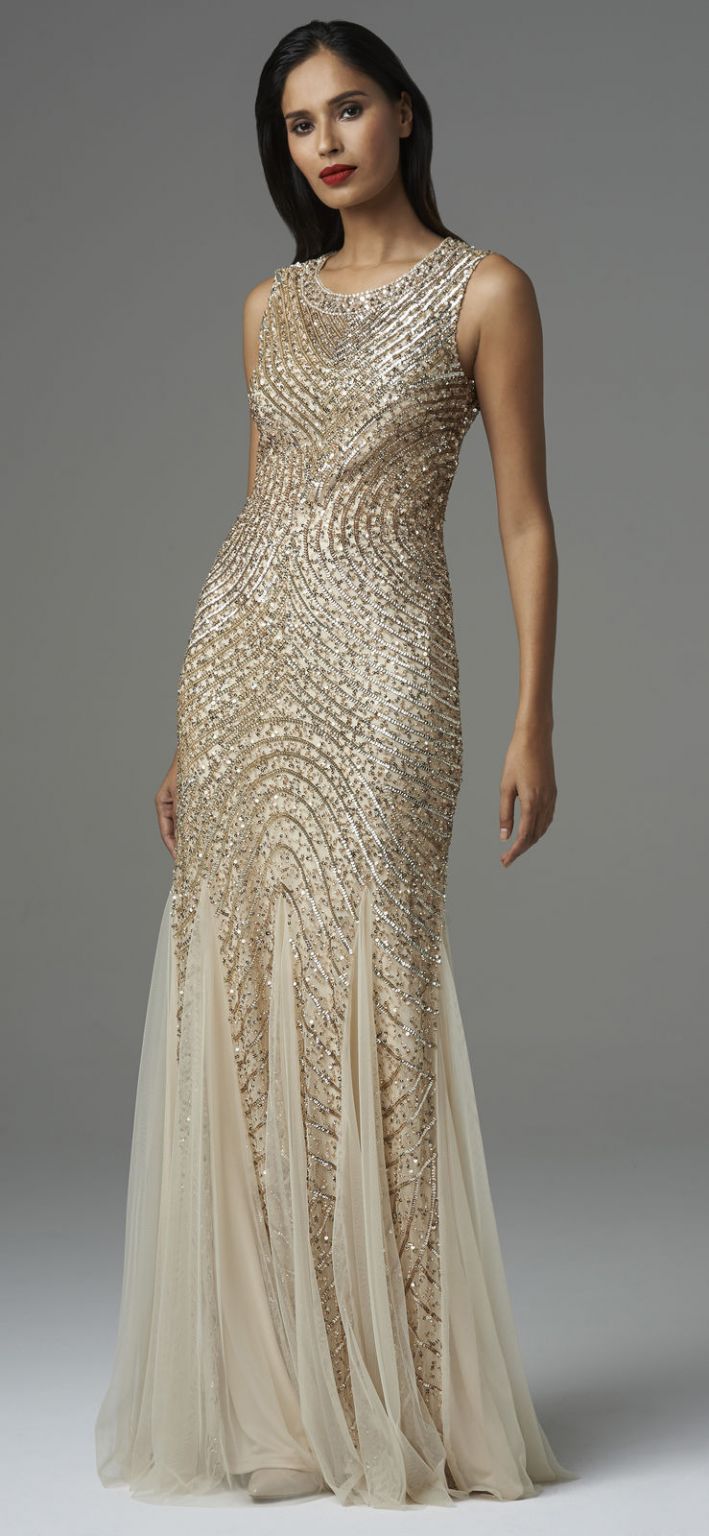 Aidan Mattox METALLIC SEQUIN BEADED GODET GOWN Nearly Newlywed Aidan Mattox METALLIC SEQUIN BEADED GODET GOWN Nearly Newlywed