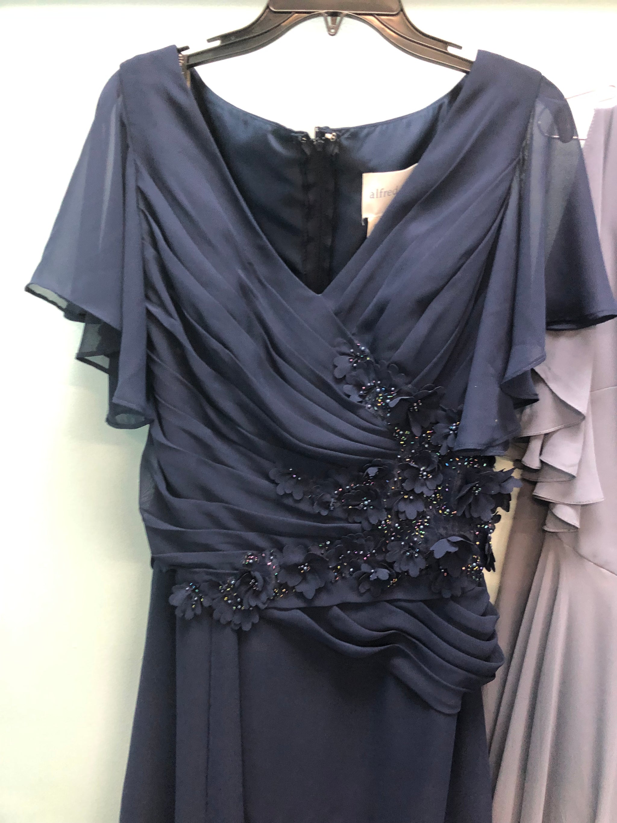 slim fit dress slacks Taupe Mother Of The Bride Dress Lace Top Off the Shoulder Chiffon Mock main image 0