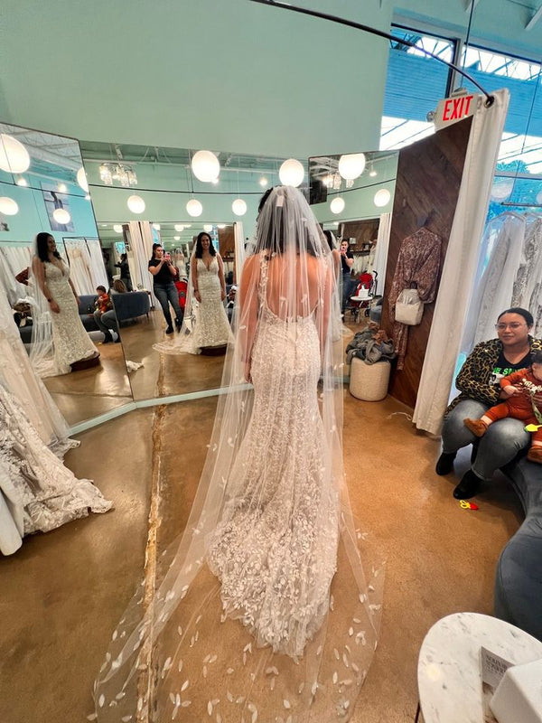 All Who Wander Erica Koesler-Bridal Veil-100 inches with petals and  rhinestones