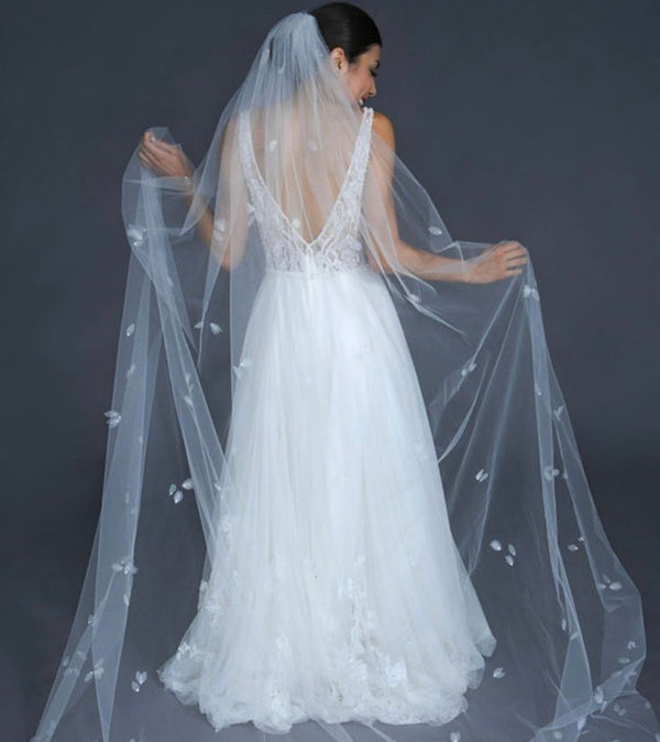 All Who Wander Erica Koesler-Bridal Veil-100 inches with petals