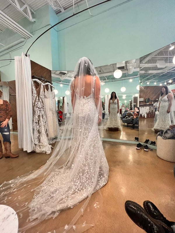 All Who Wander Erica Koesler-Bridal Veil-100 inches with petals and  rhinestones