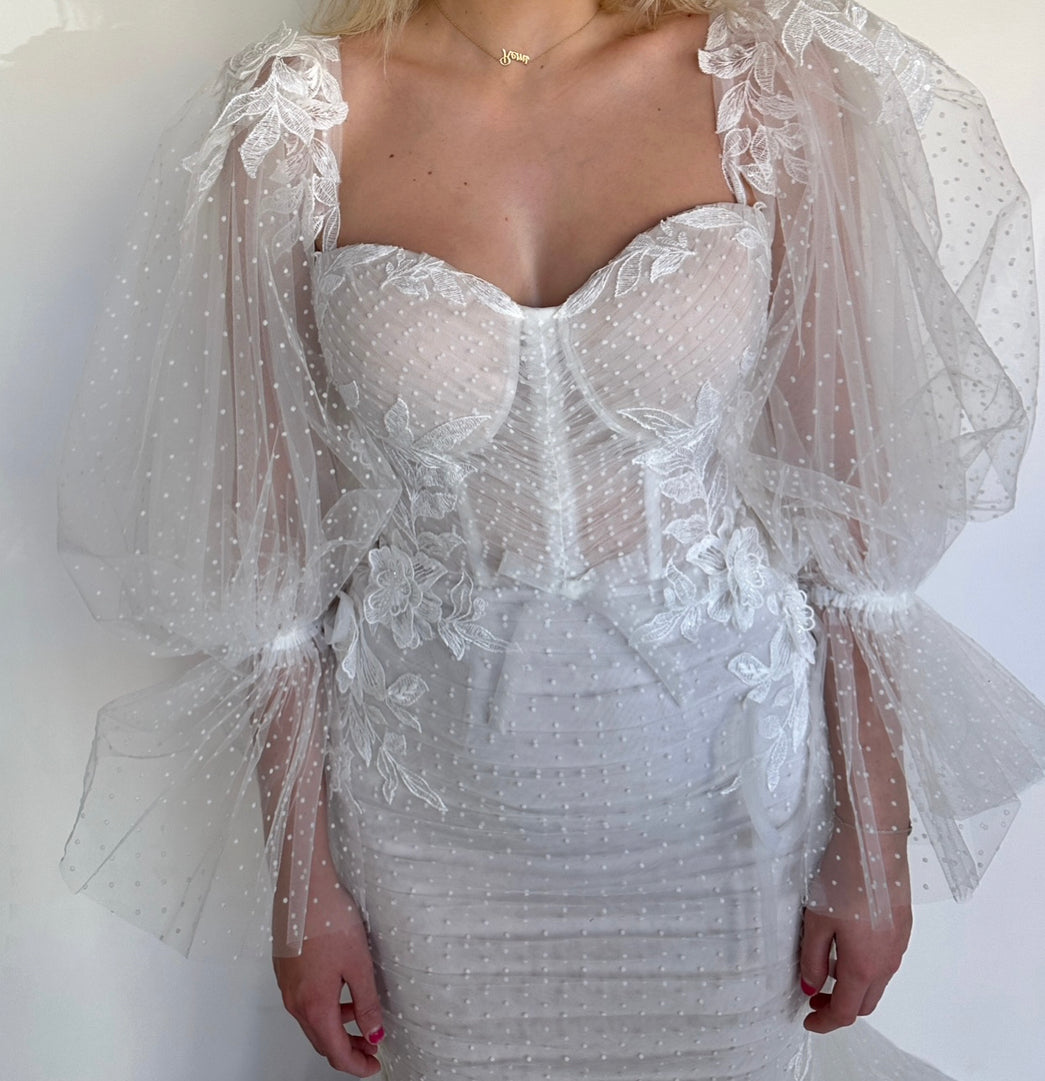 slim fit dress slacks Fully-Embellished Fit-And-Flare Wedding Dress With Overskirt main image 0