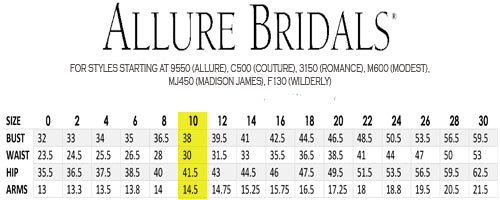 allure bridesmaid dress size chart Allure Bridal 9201