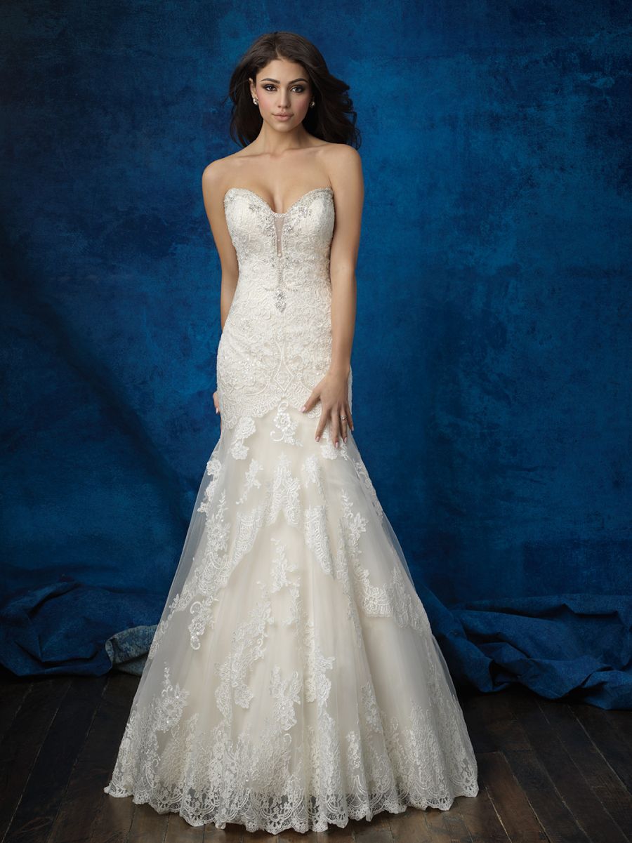 slim fit dress slacks Never Worn Allure Bridals Custom Fit and Flare with Veil Wedding Dress main image 0