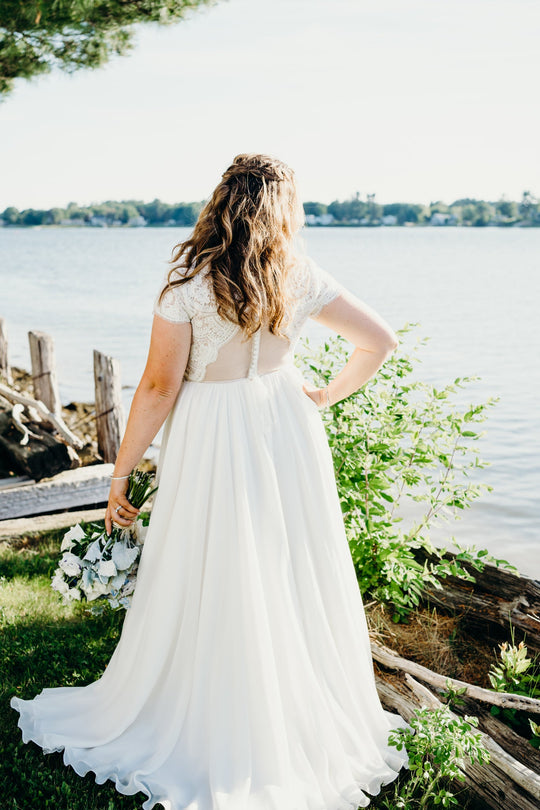 Anomalie Lace V-Neck Sheer Back A-Line