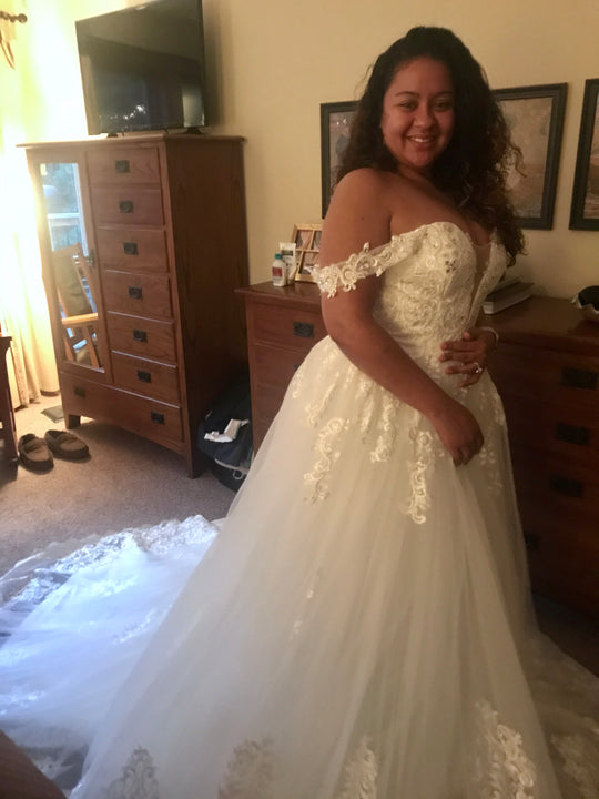 Azazie A Line Gown with long Train