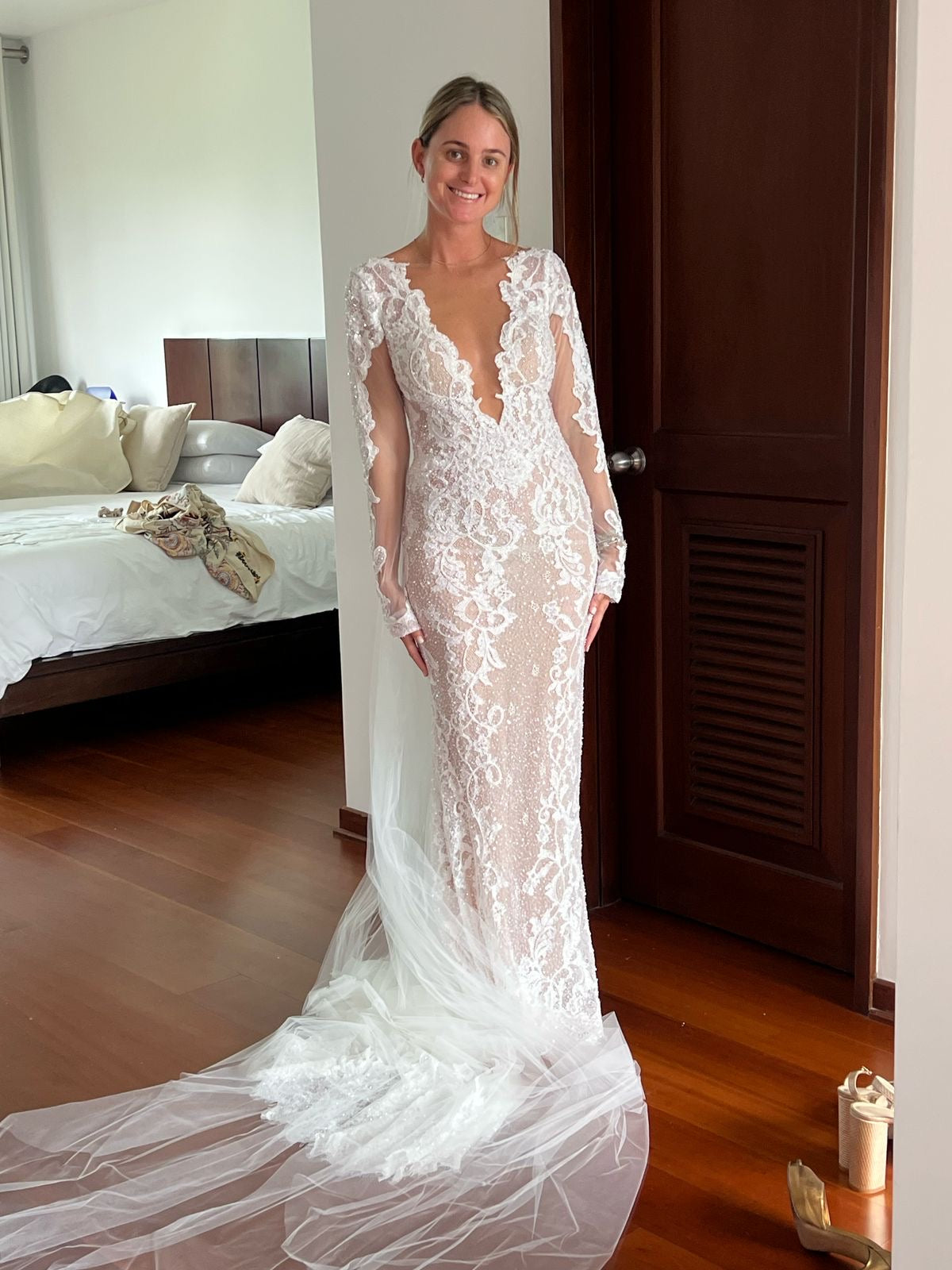 berta long sleeve lace wedding dress Long sleeve lace wedding gown inspired by a Berta Bridal design