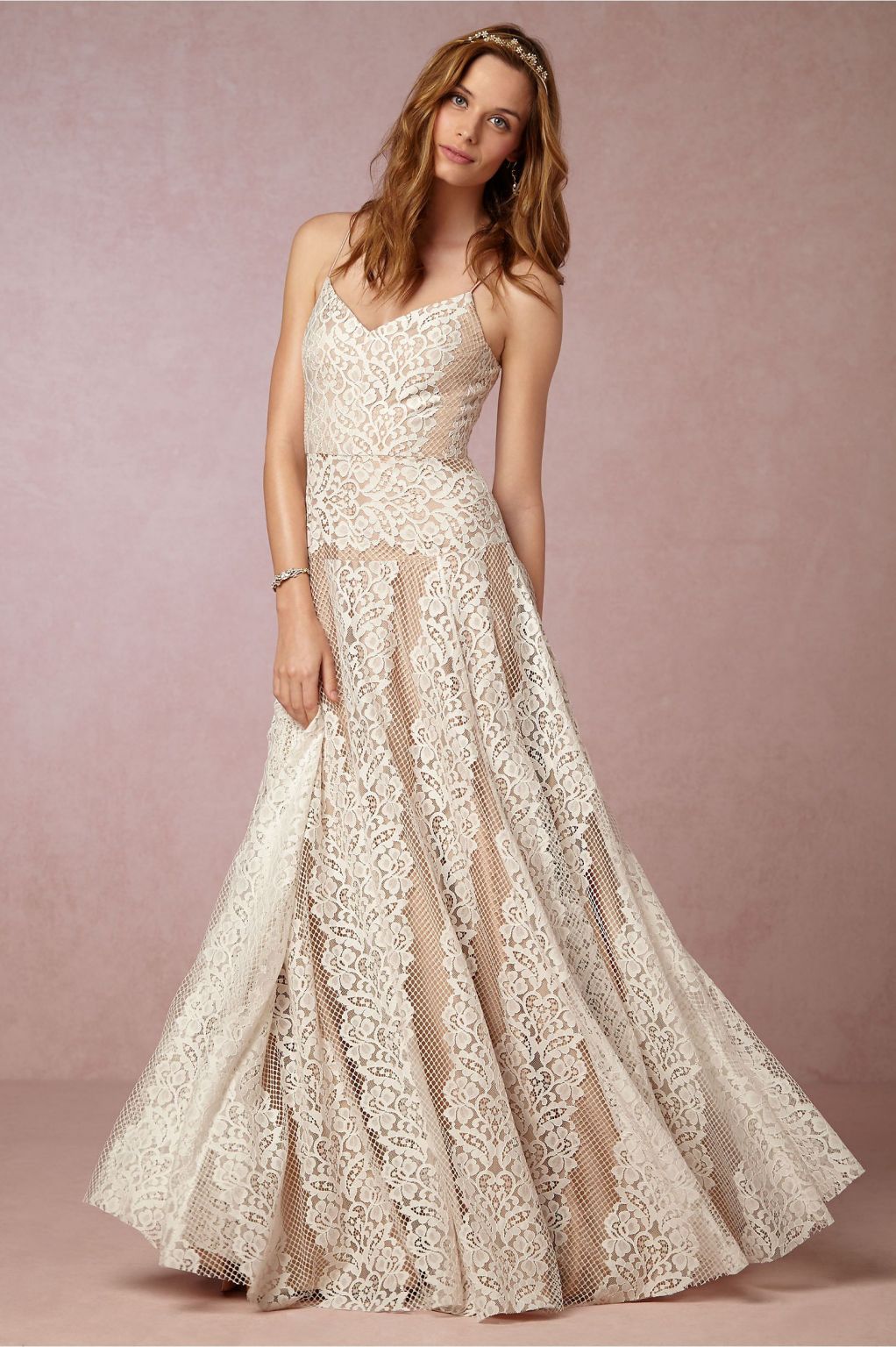 the lace column dress Confête - Vittoria Lace Midi Bridal Shower Dress main image 1