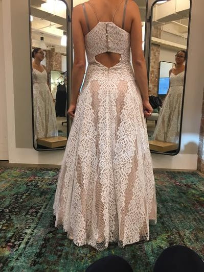 red lace see through prom dress Long Sleeves Sheath Lace Prom Dress Red Wedding Dress with Chapel Train ARD2661 main image 1