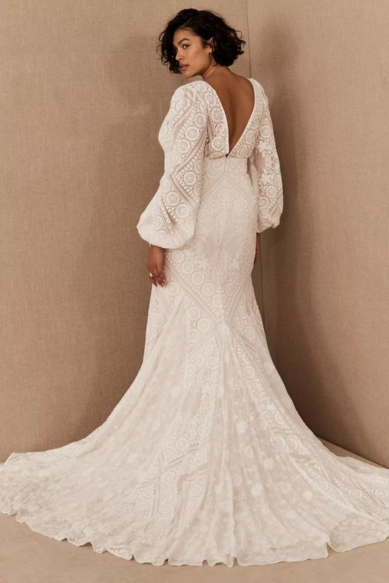 Evening Gowns Bhldn Long Sleeve Wedding Gown BHLDN Vale – Nearly