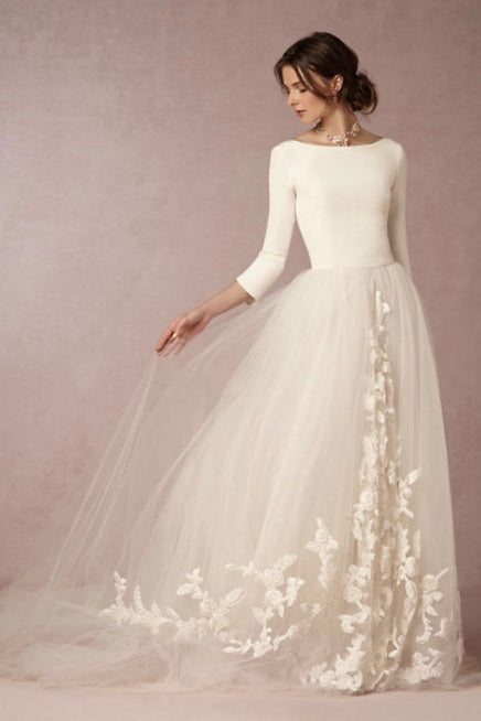 Long Sleeve Bhldn Flower Girl Dresses BHLDN Grace Gown