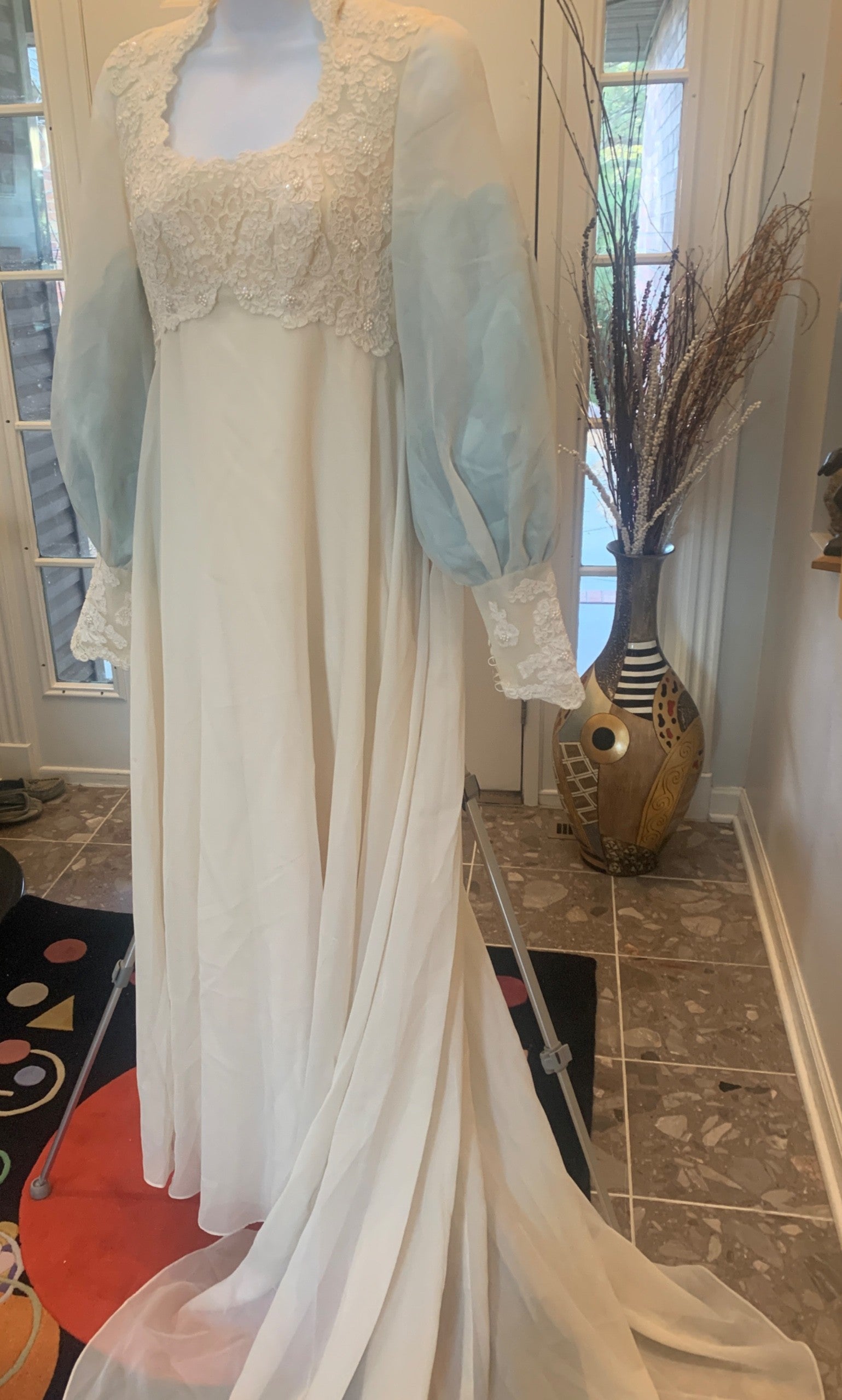 Bianchi House of Bianchi Vintage 70s Long Sleeve Chiffon Organza Gown –  Nearly Newlywed