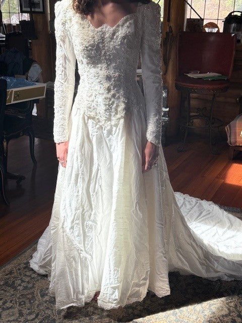 Bianchi  ivory silk dress - veil included!