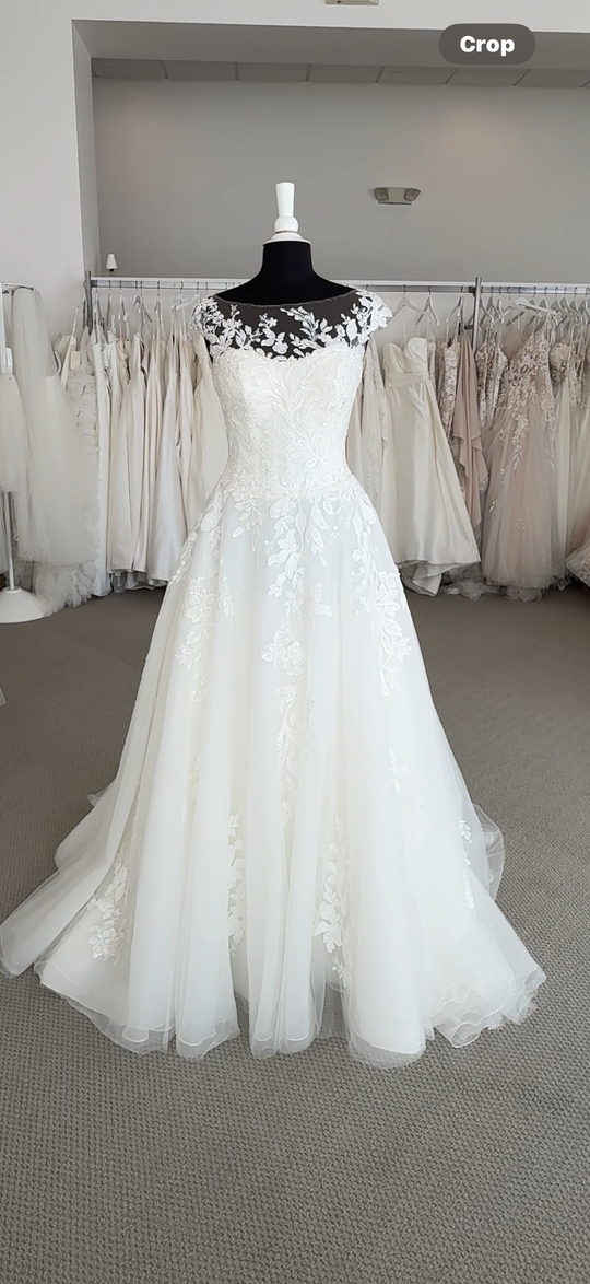 Bijou Bridal  WA20606  lace & tulle  Aline with a lace illusion neckline and a