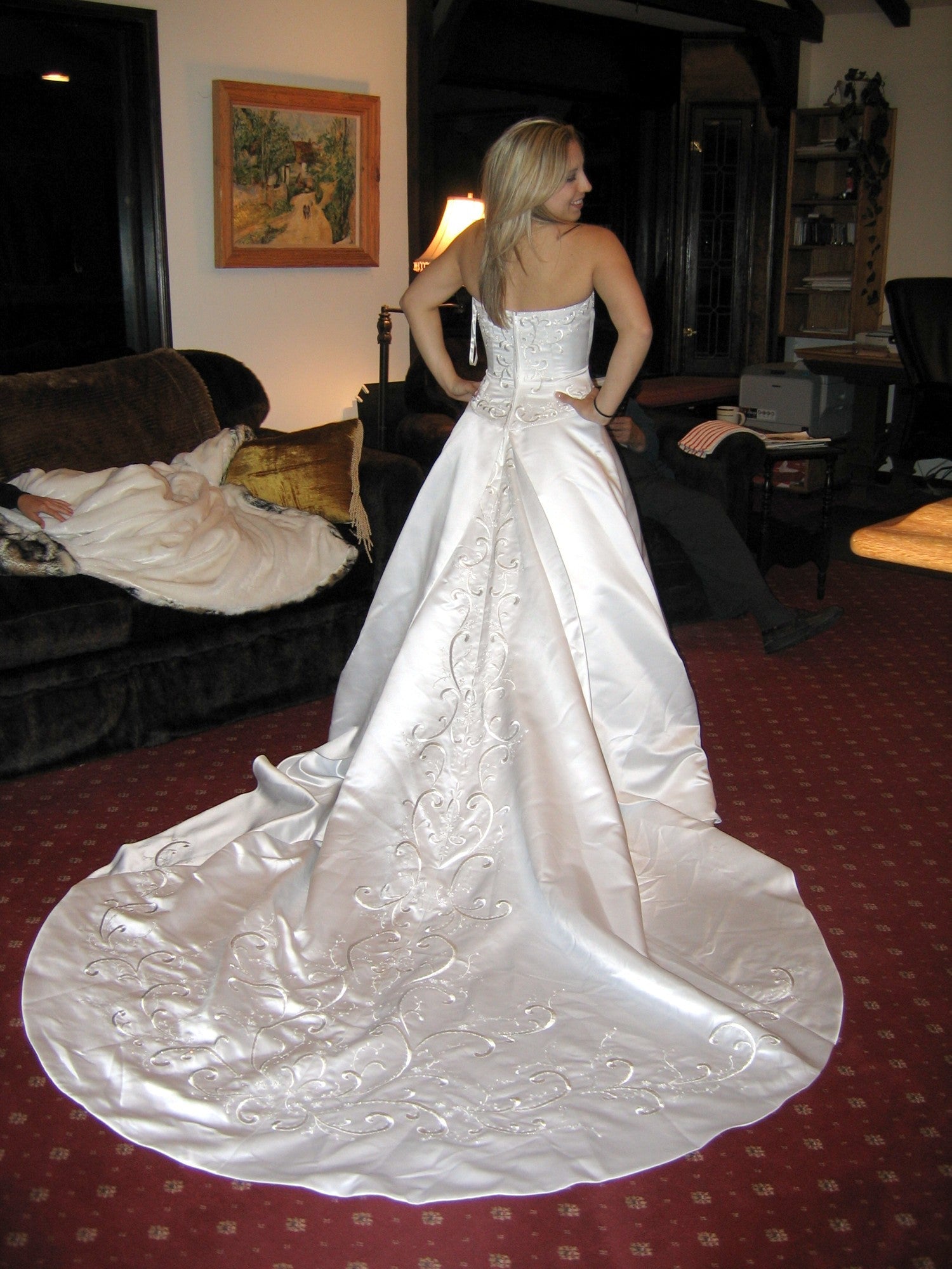 David's bridal wedding dress with long train best sale