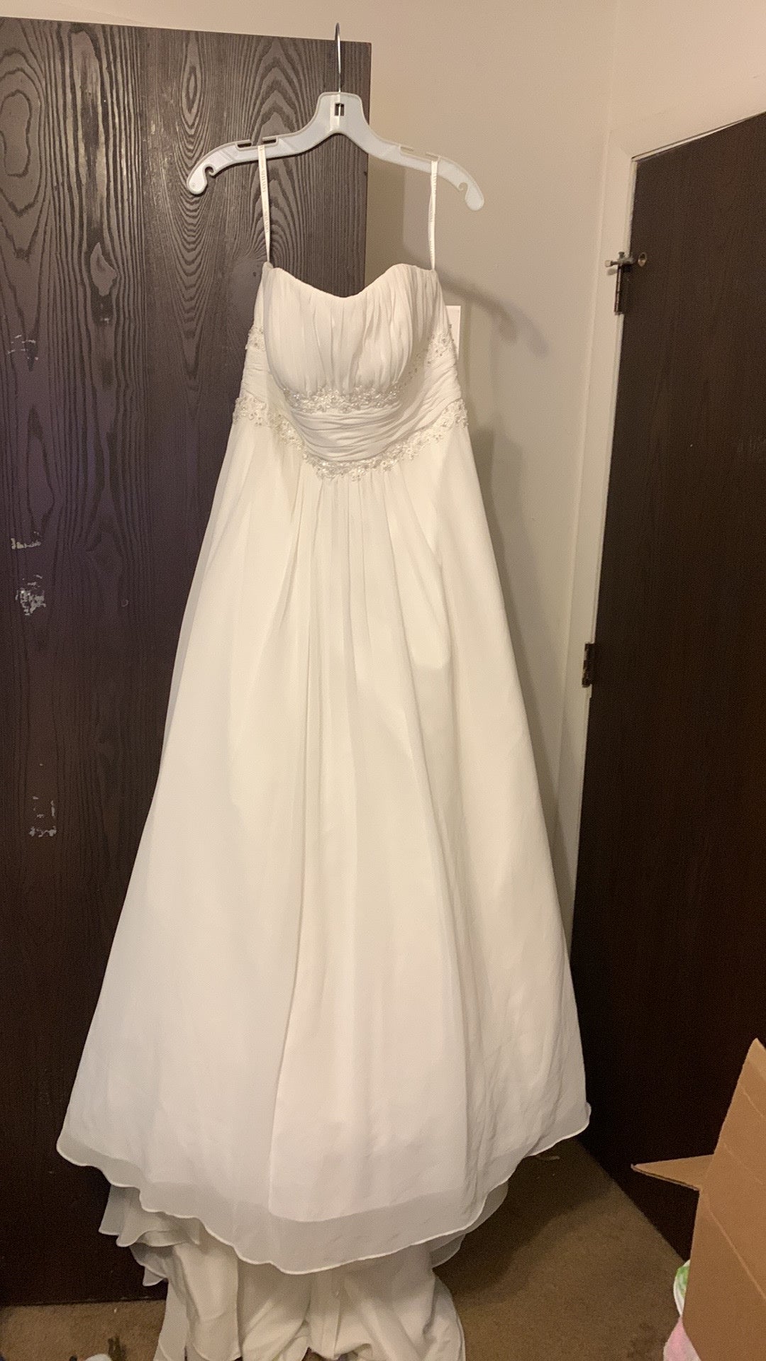 David s Bridal Chiffon Empire Waist Plus Size 9V9743 Nearly Newlywed