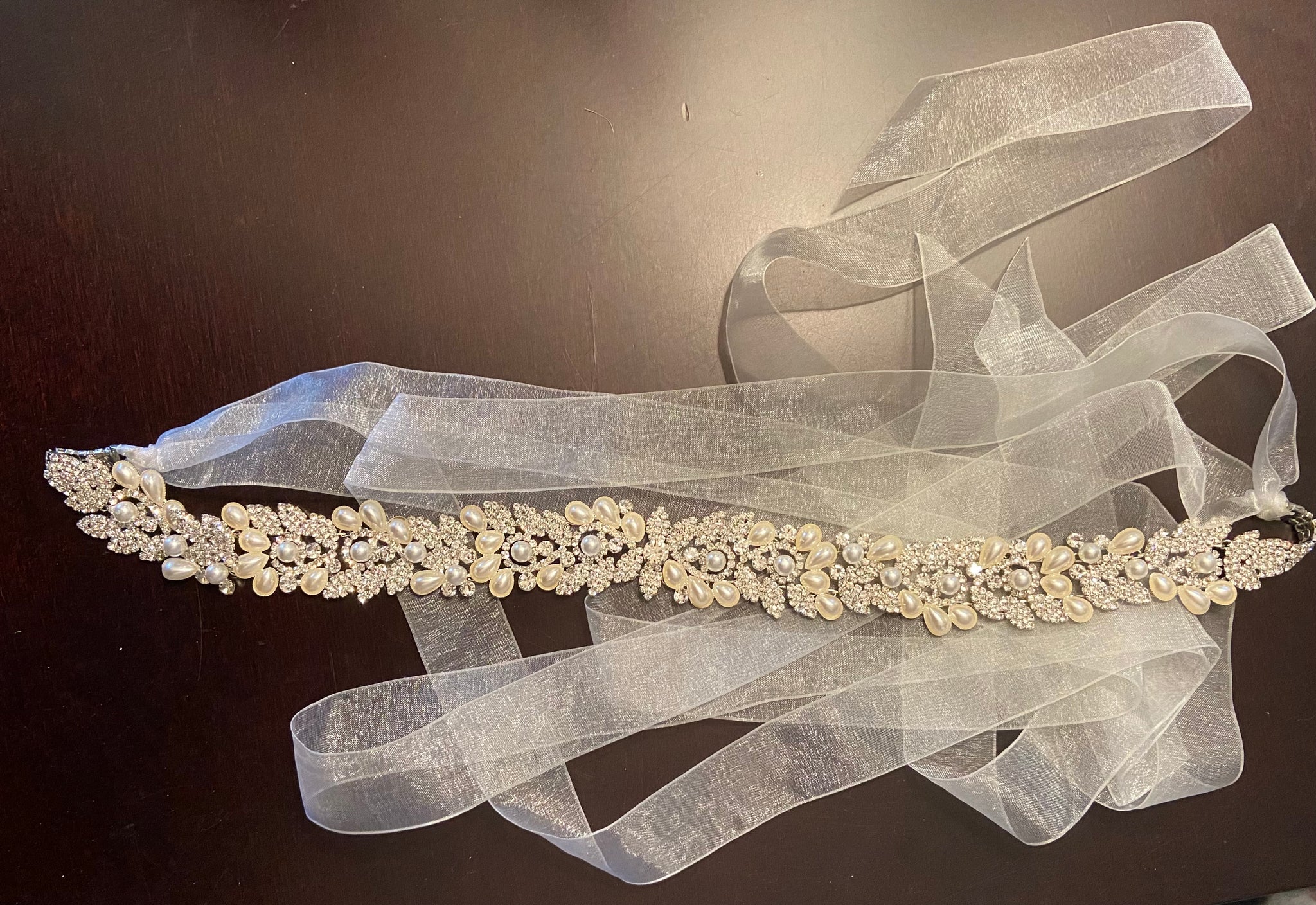 Sascha Cuff: resin leaf motif / modern bridal / with discount white beading