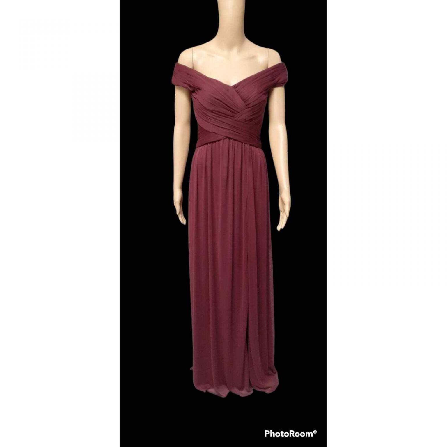 david's bridal wine color bridesmaid dress F19951 – Nearly Newlywed SIZE:XS/P brands_own ZARA Satin Maxi Dress