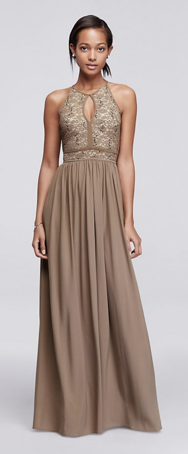 morgan and co lace keyhole tie back halter dress Lace Keyhole Tie Back Halter Dress
