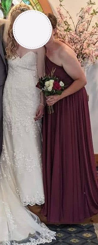 David's Bridal One shoulder asymmetrical